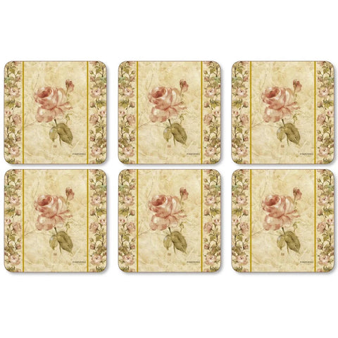 Pimpernel Antique Rose Linen Coasters Set of 6