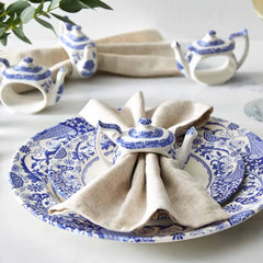 Spode Blue Italian Teapot Napkin Rings, Set of 4