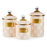 MacKenzie-Childs Rosy Check Enamel Canister - Medium - Cook N Dine