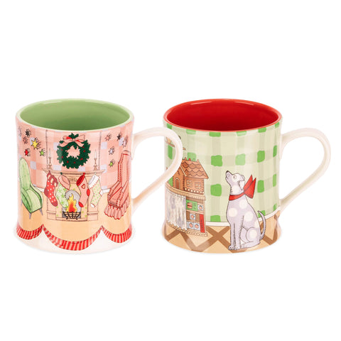 Cath Kidston Christmas Dolls House Mollie Mugs, Set of 2