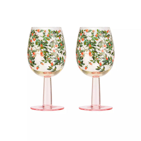 Cath Kidston Dolly Rose Wine Glasses, Set of 2