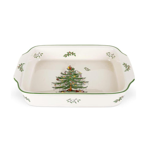 Spode Christmas Tree Rectangular Handled Dish 12 x 9 ins