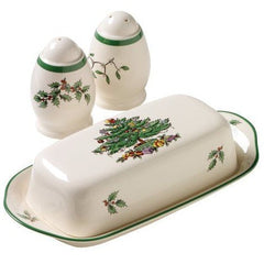 Spode Christmas Tree Hostess Set - Covered Butter & Salt & Pepper